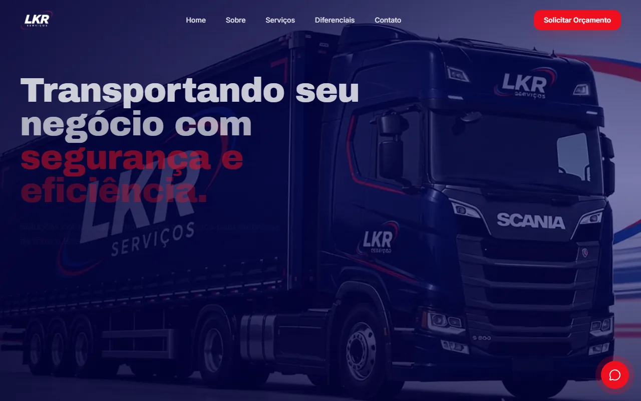 Site da LKR Serviços — transporte e logística para empresas